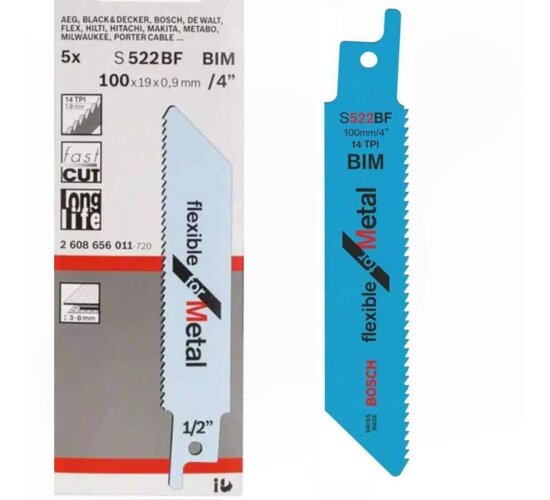 Bosch Säbelsägeblatt S522BF, Flexible for Metal, 5er-Pack