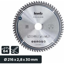 kwb Kreissägeblatt 216 x 30 mm Z 64 für...
