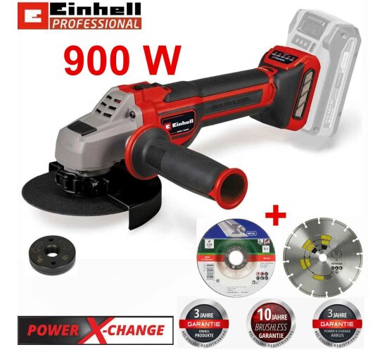 Einhell Professionel Akku-Winkelschleifer TP-AG 18/125 CE Q Li-18V Solo + Trennscheiben