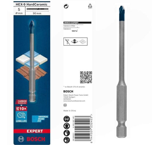 Bosch EXPERT HardCeramic  Ø 5 HEX-9 Bohrer Fliesen, Keramik Dachziegel