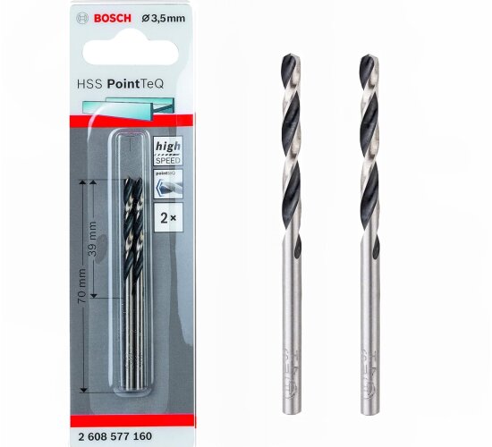 Bosch  Professionel HSS- PointTeQ Ø 3,5 x 39 x 70 mm 2 Stk.Metallbohrer