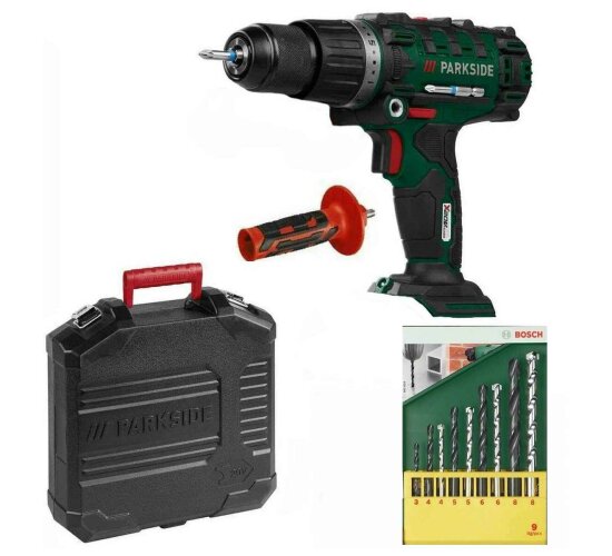 PARKSIDE 20V Akku-Schlagbohrschrauber PSBSA 20-Li C3 Solo + Bohrer Set