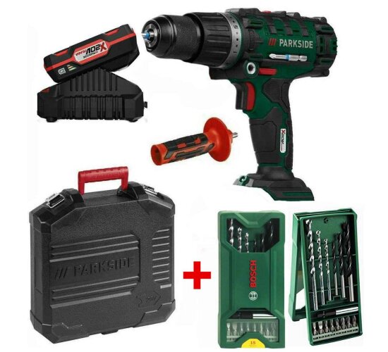 PARKSIDE 20V Schlagbohrschrauber PSBSA 20-Li C3  Akku 2 Ah+ Bosch Bohrer Set