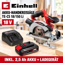 Einhell Handkreissäge TE-CS 18/150 Li - 18V mit Akku 2.5 Ah, Ladegerät