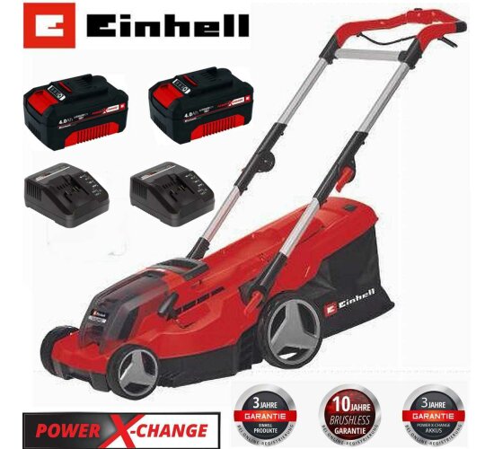 Einhell Akku-Rasenmäher GE-CM 36/37 2x Akku 4 Ah, 2 Ladegeräte- 36V ( 2 x 18V )