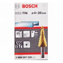 Bosch Stufenbohrer HSS-TiN, 4 - 20 mm, 8 mm, 75 mm, 9 Stufen