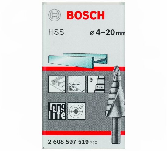 Bosch HSS Stufenbohrer 4-20 mm 9 Stufen  3-Flächen-Schaft