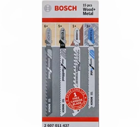 Bosch Stichsägeblatt Set 15 tlg.Holz + Metall (T144DP/T101BF/T144DHM/T121BF)