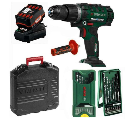 PARKSIDE 20V Schlagbohrschrauber PSBSA 20-Li C3  Akku 4 Ah+Bosch  Bohrer Set