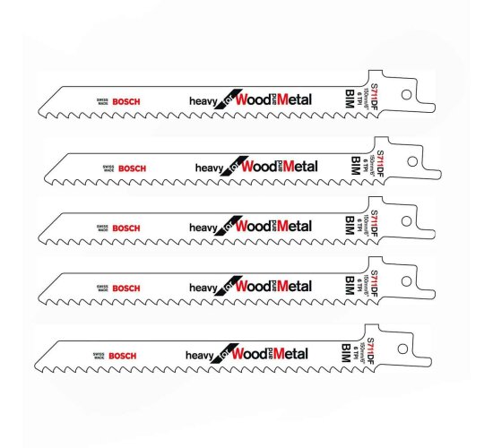 BOSCH Säbelsägeblatt S 711 DF, Heavy für Wood and Metal, 5-er Pack,
