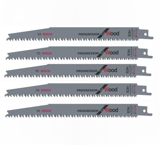 Bosch 5x Säbelsägeblatt S2345X 200 mm Progressor for Wood