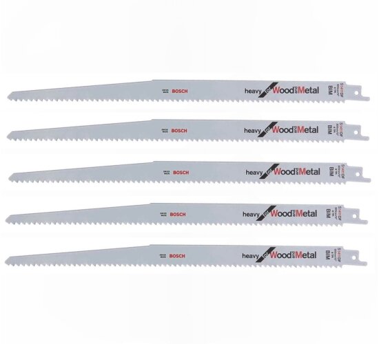 Bosch 5 x Säbelsägeblatt S 1411 DF BiM 300 mm Flexible fo Wood + Metal