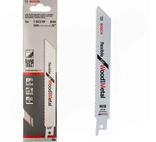 5 x Bosch Säbelsägeblatt S922HF 150 mm Heavy for Wood and Metal