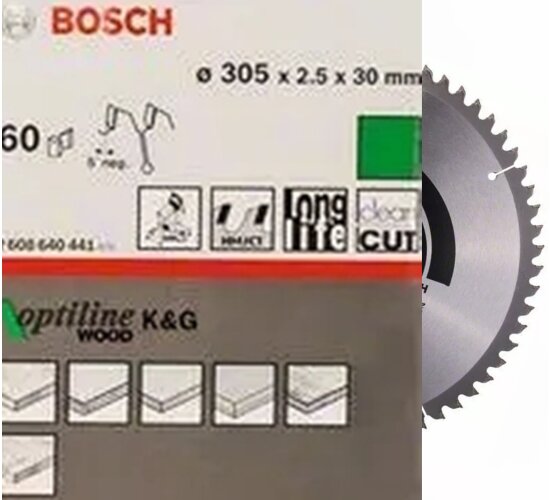Bosc Kreissägeblatt 305 mm x2,5 x 30 mm x 60 Z Optiline Holz