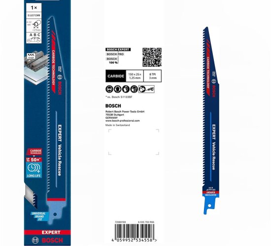 Bosch EXPERT Vehicle Rescue S1157CHM Säbelsägeblatt Zäher Stahl, Glas,  225 mm