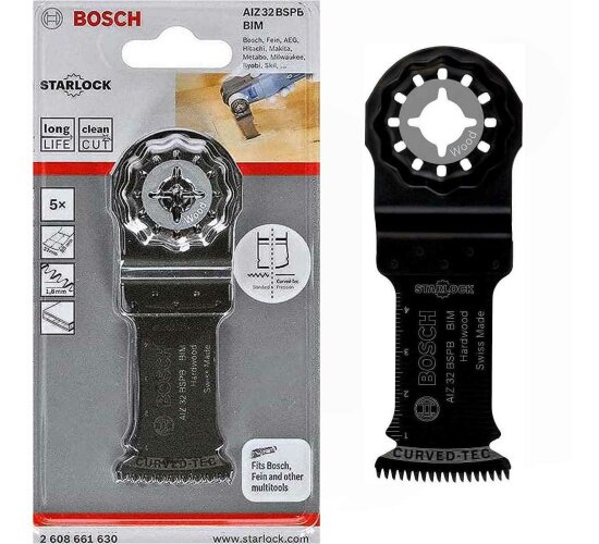 BOSCH 5 x Tauchsägeblatt AIZ32 BSPB, Wood, 50 x 32 mm