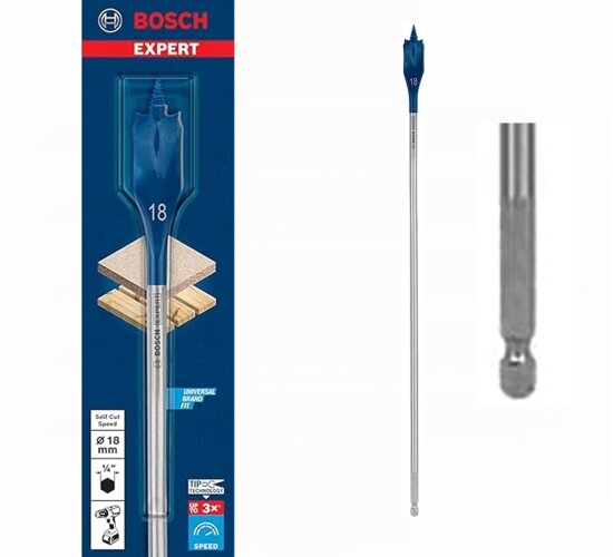 Bosch EXPERT Ø 18 x 400 mm) Flachfräsbohrer 1/4 Zoll-Sechskantschaft