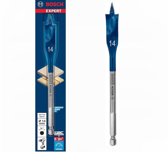 Bosch EXPERT Ø 14 x 152 mm Flachfräsbohrer 1/4 Zoll-Sechskantschaft