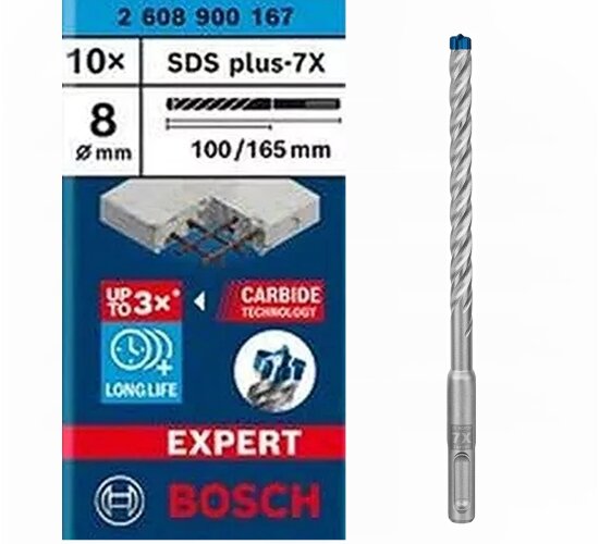 Bosch EXPERT 10 x SDS plus  8 x 100 x 165 mm 7X Hammerbohrer,
