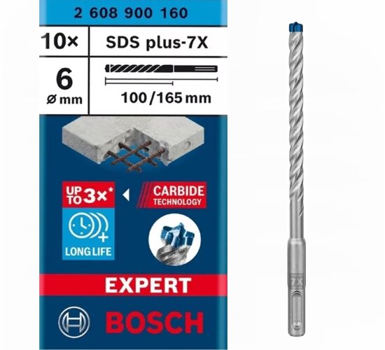 Bosch EXPERT 10 x SDS plus  6 x 100 x 165 mm 7X Hammerbohrer,