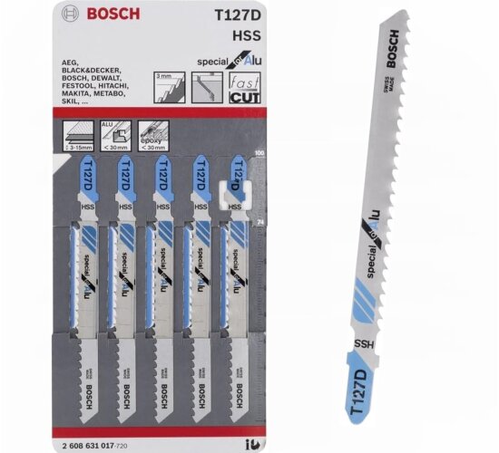 Bosch 5 Stk. Stichsägeblatt T 127 D Special for Alu / Epoxy / GFK