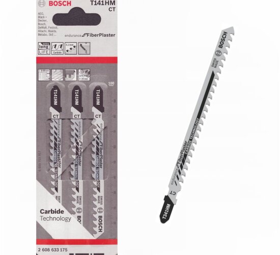 Bosch 3x Prof. Fiber Plaster T141HM Stichsägeblatt Faserzementplatten