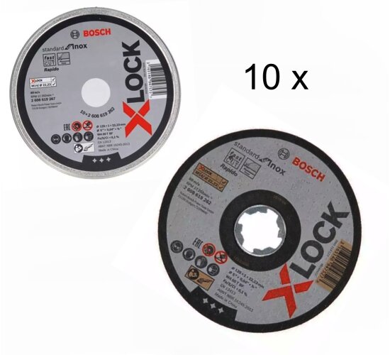 Bosch Professional 10 x Trennscheibe für Inox, X-LOCK, Ø125 mm,  Dicke 1 mm),