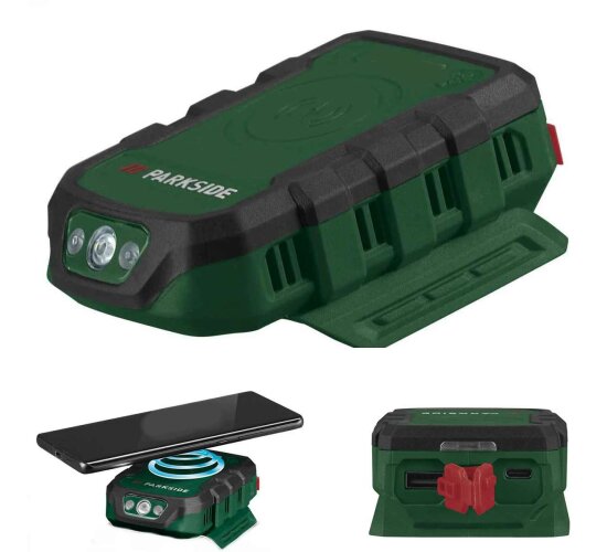 PARKSIDE 20 V Akku-USB Ladeadapter PWCA 20-Li,LED, Wireless charging