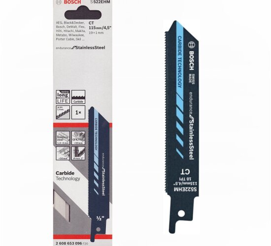 Bosch Säbelsägeblatt S 522 EHM CT / 115x19x1,0 mm für INOX, GFK