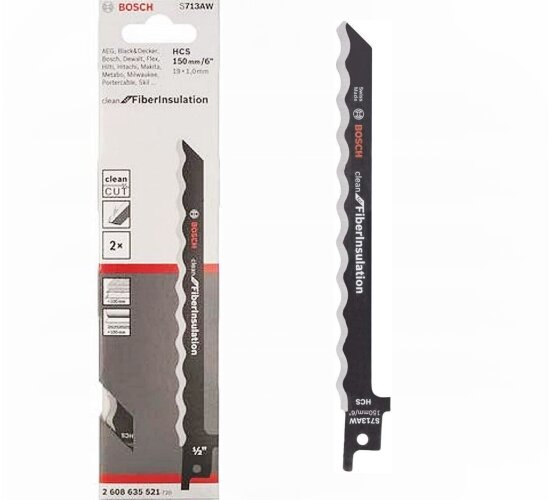 Bosch 2x Säbelsägeblatt S713AW, 150x19x1,0 Cleanfor Fiber Insulation,