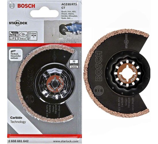 Bosch Karbid Segmentsägeblatt Mörtel und Fliesenkleber für Multifunktionswerkzeuge Starlock (ACZ 85 RT3)