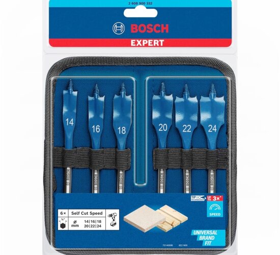 Bosch EXPERT SelfCut Flachfräsbohrer-Set, 14/16/18/20/22/24 mm 6 Stück