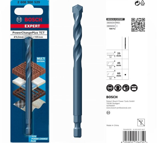 Bosch EXPERT Zentrierbohrer TCT, 8,5 x 105 mm  Power Change Plus
