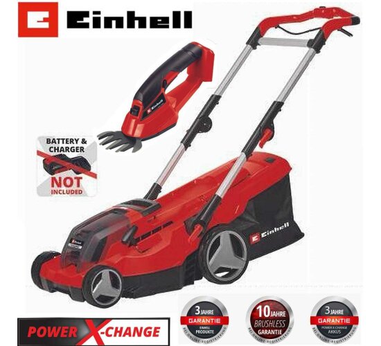 Einhell Akku-Rasenmäher GE-CM 36/37 - 36V ( 2 x 18V ) Solo + Grasschere