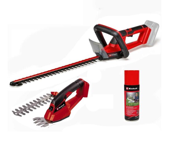 Einhell Akku-Heckenschere + Gras- und Strauchschere 18/40 18V, Pflegespray