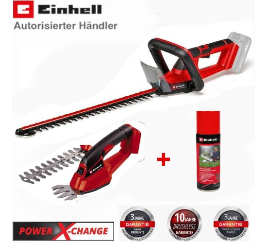 Einhell Akku-Heckenschere + Gras- und Strauchschere0 18V, Pflegespray