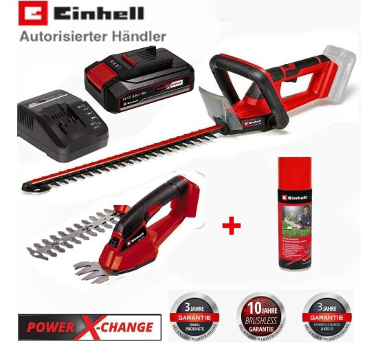 Einhell Akku-Heckenschere + Gras- und Strauchschere0 18V, Akku 2,5 Ah Pflegespray