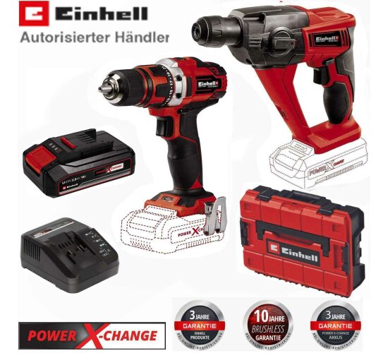 Einhell Akku-Bohrhammer TE-HD + Bohrschrauber TE-CD 18/40 Akku 2,5 Ah SF Koffer