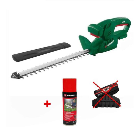 Parkside 20V Akku-Heckenschere PHSA 2035 Solo + Einhell Pflegespray