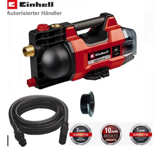 Einhell Akku-Gartenpumpe AQUINNA 18/28 Solo 18V ECO-/ Boost- Saugschlauch 4 m