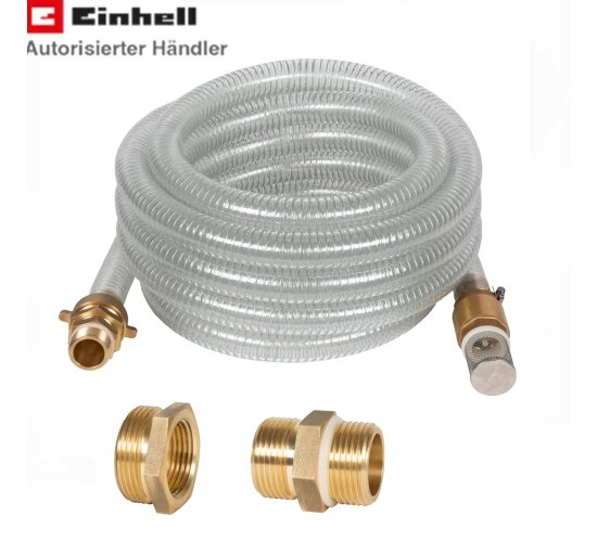 Einhell Saugschlauch f. Gartenpumpe 7 m Messing 42 mm, 1 1/4 Zoll + Filterkorb