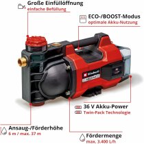 Einhell Akku-Gartenpumpe AQUINNA 36/34 (2x 18V)  ECO - Akkus 2 x 4 Ah