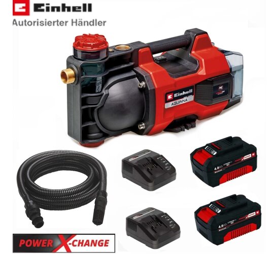 Einhell Gartenpumpe AQUINNA 36/34 (2x 18V) ECO - Akkus 4 Ah + Saugschlauch