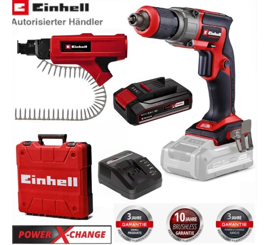 Einhell Professionel Trockenbauschrauber TP-DY 18 Li- BL Akku 2.5 Ah Magazin Koffer
