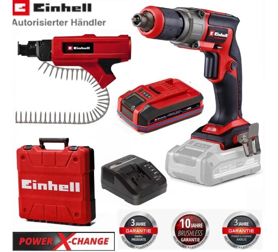Einhell Professionel Trockenbauschrauber TP-DY 18 Li- BL Sealed Akku 3.0 Ah Magazin Koffer