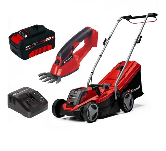 Einhell Rasenmäher GE-CM 18/33 Li 18V Akku 4.0 Ah + Ladegerät + Grasschere