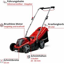 Einhell Rasenmäher GE-CM 18/33 Li 18V Akku 4.0 Ah + Ladegerät + Grasschere
