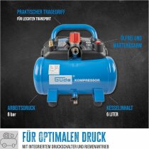 Güde Kompressor Airpower 190/08/6 mit Reifenfüller, Ausblaspistole, Schlauch