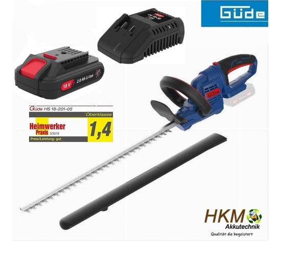 Güde Heckenschere HS 18 + Akku 2.0 Ah & Ladegerät E³ Akkusystem