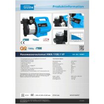 Güde Hauswasserautomat HWA 1100.1 VF  Gartenpumpe inkl. Saugschlauch